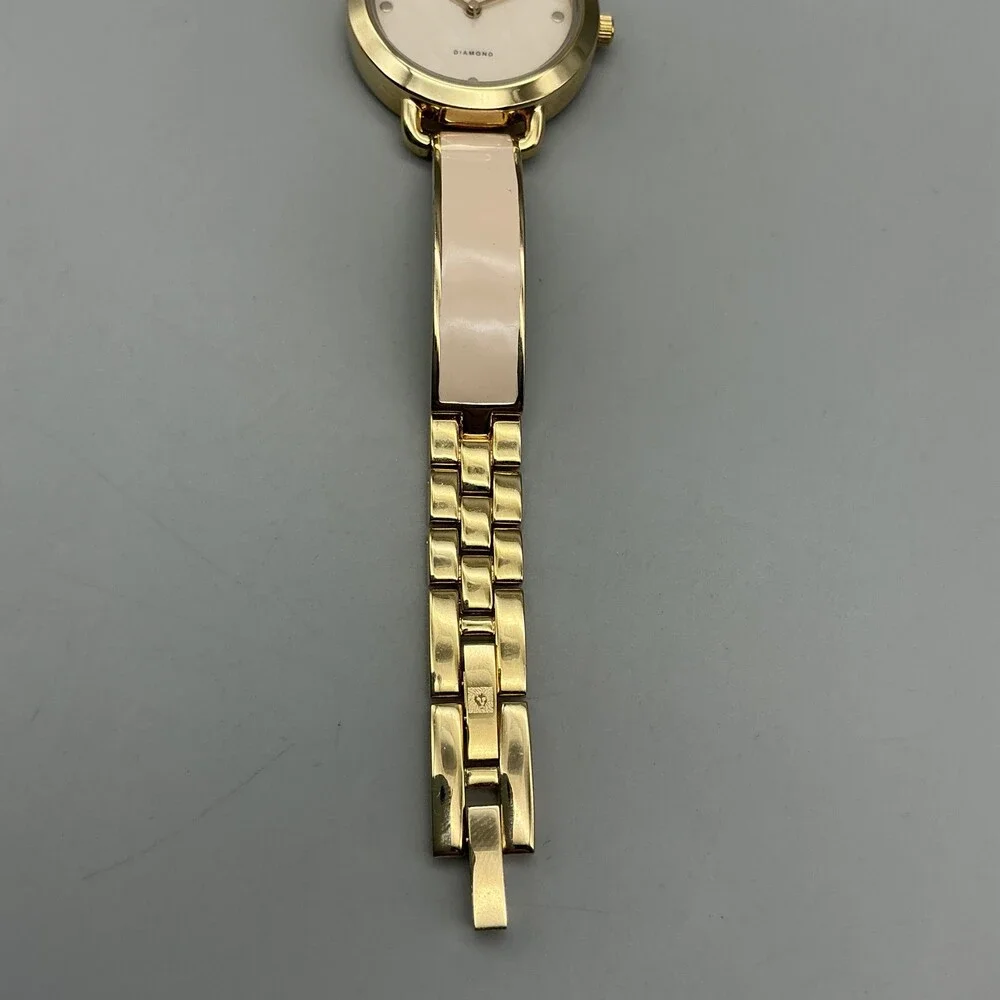 Anne Klein Womens Watch 30mm MOP Dial Gold Tone Beige Inlay New Battery 7